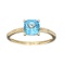 Designer Sebastian 14 KT Gold, Cushion Cut Blue Topaz and 0.05CT Round Brilliant Cut Diamond Ring