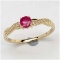 *Fine Jewelry 14K Gold, 1.62CT Ruby Round And White Round Diamond Ring (Q-R18945RWD-14KY)