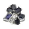 Fine Jewelry Designer Sebastian, 3.12CT Oval Cut Blue Sapphire And Sterling Silver Clusster Ring