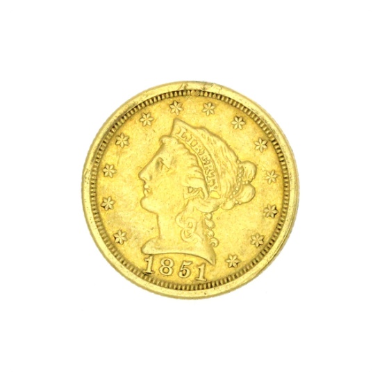 Extremely Rare 1851-O $2.50 U.S. Liberty Head Gold Coin