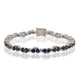 APP: 14.1k *9.23ctw Sapphire and 0.23ctw Diamond Platinum Bracelet (Vault_R7_23008)