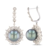 APP: 8.9k *12.0mm Tahitian Cultured Pearls and 1.40ctw Diamond 14K White Gold Earrings (Vault_R7_221