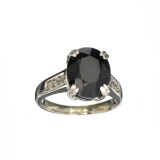 APP: 1.3k Fine Jewelry 4.48CT Dark Blue And White Sapphire Sterling Silver Ring