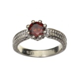 APP: 1.1k Fine Jewelry 1.60CT Round Cut Almandite Garnet And Platinum Over Sterling Silver Ring