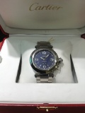 *Cartier SS Pasha C (Rare Blue Dial) -P-