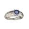 APP: 0.7k Fine Jewelry Designer Sebastian, 1.15CT Round Cut Blue Sapphire And Sterling Silver Ring