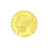 Extremely Rare 1914-D $2.50 U.S. Indian Head Gold Coin