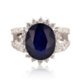 APP: 5k *8.97ct Blue Sapphire and 1.18ctw Diamond 14KT White Gold Ring (Vault_R7_23720)