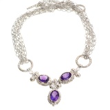 APP: 3.6k 8.36CT Oval Cut Amethyst Platinum Over Sterling Silver Necklace