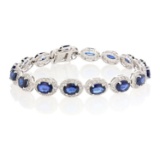 APP: 12.7k *13.93ctw Sapphire and 2.73ctw Diamond 14K White Gold Bracelet (Vault_R7_23014)