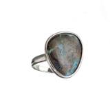 APP: 0.9k Fine Jewelry 9.50CT Free Form Green-Blue Boulder Brown Opal And Sterling Silver Ring