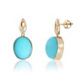 APP: 4.2k *20.40ctw Turquoise and 0.03ctw Diamond 14KT Yellow Gold Earrings (Vault_R7_23951)