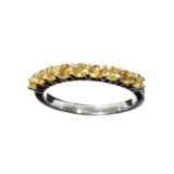 APP: 0.6k Fine Jewelry 0.65CT Round Cut And Citrine Quartz Platinum Over Sterling Silver Ring