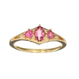 Designer Sebastian 14 KT Gold, Marquise Cut Tourmaline and 0.01CT Round Brilliant Cut Diamond Ring