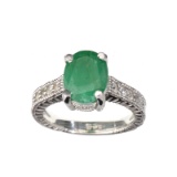 APP: 1.7k Fine Jewelry 2.40CT Beryl Emerald And Colorless Topaz Platinum Over Sterling Silver Ring