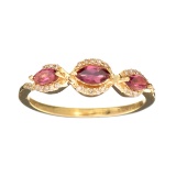 Designer Sebastian 14 KT Gold 0.27CT Pink Tourmaline and 0.06CT Round Brilliant Cut Diamond Ring