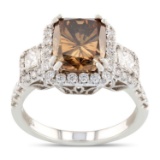 APP: 27.4k *3.09ct Fancy Brown SI2 CLARITY CENTER Diamond 18K White Gold Ring (4.04ctw Diamonds) GIA