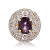 APP: 1.9k *Silver 6.59ct Star Ruby and 2.18ctw White Sapphire Silver Ring (Vault_R8_24182)