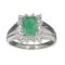 APP: 0.5k Fine Jewelry Designer Sebastian, 0.73CT Green Emerald And White Topaz Sterling Silver Ring