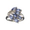 Fine Jewelry Designer Sebastian 1.30CT Marquise Cut Blue Iolite And Sterling Silver Cluster Ring