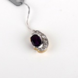 *Fine Jewelry 14 KT Gold, 0.90CT Amethyst And 0.20CT Diamond Pendant (FJ F300)