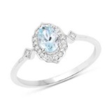 *Fine Jewelry 14 KT White Gold, 1.56CT Aquamarine And White Diamond Ring (Q-R20541AQWD-14KW)