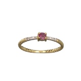 APP: 0.5k Fine Jewelry 14 KT Gold, 0.23CT Red Ruby And Diamond Ring