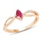 *Fine Jewelry 14K Gold, 1.87CT Ruby Marquise And White Round Diamond Ring (Q-R20579RWD-14KY)