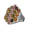 4.50CT Oval Cut Multi-Colored Multi Precious Gemstones And Platinum Over Sterling Silver Ring
