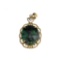 APP: 2.3k Fine Jewelry 14 KT Gold, 9.90CT Oval Cut Cabochon Green Emerald And Diamond Pendant