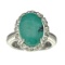 Fine Jewelry Designer Sebastian 3.96CT Oval Cut Cabochon Turquoise And Sterling Silver Ring