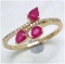 *Fine Jewelry 14K Gold, 2.05CT Ruby Pears And White Round Diamond Ring (Q-R19230RWD-14KY)