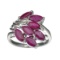 APP: 0.8k Fine Jewelry Designer Sebastian, 1.05CT Marquise Cut Ruby And Sterling Silver Cluster Ring