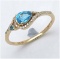 *Fine Jewelry 14K Gold, 1.66CT Swiss Blue Topaz And White Round Diamond Ring (Q-R19229SBTWD-14KY)