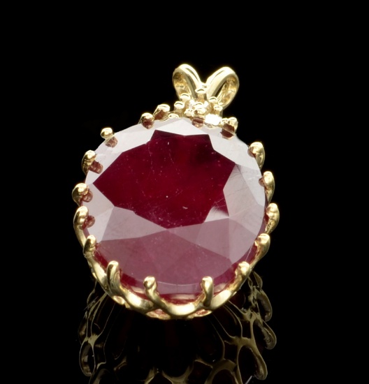 APP: 3k Fine Jewelry 14 kt. Gold, 17.38CT Ruby And Diamond Pendant