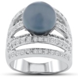 APP: 5.7k *10.0mm Dark Silver Tahitian Pearl and 1.25ctw Diamond 14KT White Gold Ring (Vault_R7_6024