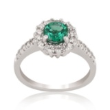 APP: 3.4k *0.80ct Emerald and 0.51ctw Diamond 14K White Gold Ring (Vault_R7_23453)