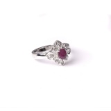 APP: 0.8k 0.50CT Ruby And Topaz Platinum Over Sterling Silver Ring