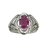 APP: 0.6k Fine Jewelry Designer Sebastian, 2.44CT Oval Cut Ruby And Sterling Silver Ring