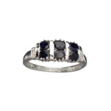 APP: 0.5k Fine Jewelry 1.33CT Round Cut Blue And White Sapphire Sterling Silver Ring