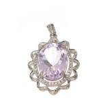 APP: 1.2k 11.55CT Purple Amethyst And White Sapphire Sterling Silver Pendant