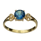 APP: 0.5k 14 kt. Gold, 1.09CT Round Cut Blue Topaz And Sapphire Ring