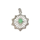 APP: 0.2k Fine Jewelry 0.38CT Cabochon Emerald And Sterling Silver Pendant