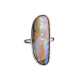 APP: 0.9k Fine Jewelry 12.50CT Free Form Multicolor Boulder Brown Opal And Sterling Silver Ring