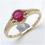 *Fine Jewelry 14K Gold, 2.34CT Ruby Round And White Round Diamond Ring (Q-R19313RWD-14KY)