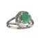 APP: 0.8k Fine Jewelry 0.96CT Oval Cut Green Emerald And Sterling Silver Ring