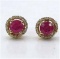 *Fine Jewelry 14K Gold, 1.84CT Ruby Round And White Round Diamond Earrings (Q-E4866RWD-14KY)