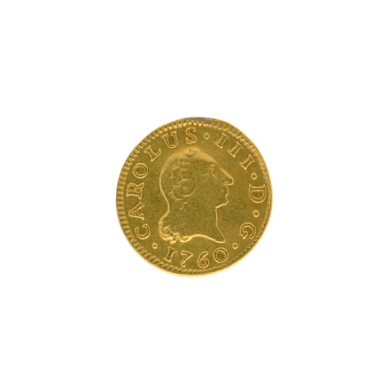 Rare 1760 Spain 1/2 Escudo Bust, Carolus III Gold Coin