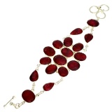 119.14CT Mixed Cut Ruby and Sterling Silver Bracelet