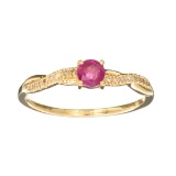 Designer Sebastian 14 KT Gold 0.43CT Round Cut Ruby and 0.05CT Round Brilliant Cut Diamond Ring